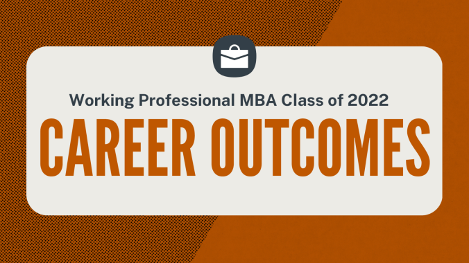 banner that reads Working Professional MBA Class of 2022 Career Outcomes