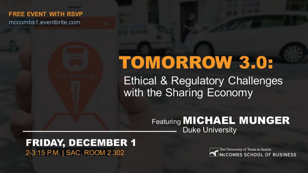 TOMORROW 3.0: ETHICAL & REGULATORY CHALLENGES WITH THE SHARING ECONOMY