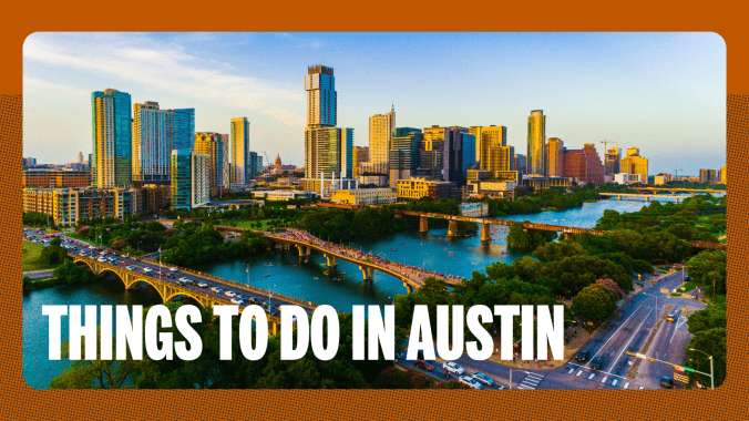 photo of austin skyline with text that reads "Things to Do in Austin"