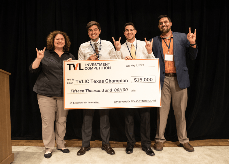 Snarr3D wins the Spring 2022 TVL Investment Competition on May 6, 2022 at the AT&T Conference Center. Photo by Lauren Gerson.